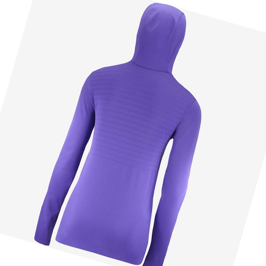 Salomon ESSENTIAL SEAMLESS Kadın Kapüşonlu Sweatshirt Mor | TR 2531GSO